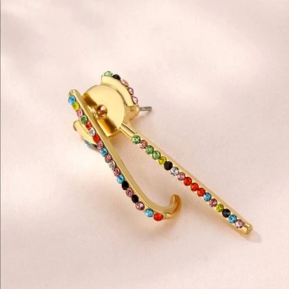 🆕 Rhinestone Geometric Earring Jacket (1 Pc) - Picture 2 of 4